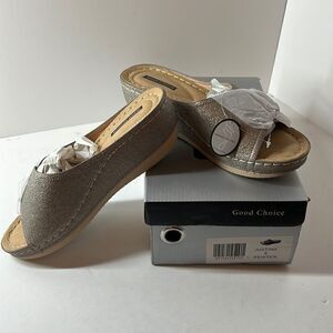 Good Choice Justina Wedge Sandals Pweter size 8